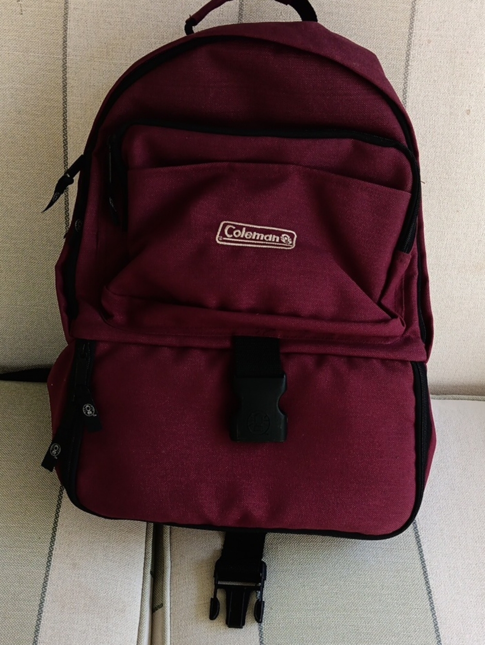 Coleman Vintage Maroon Insulated Backpack with Black Accents